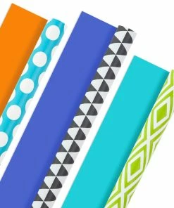 Hallmark Bold Patterns And Solids 3-Pack Reversible Wrapping Paper