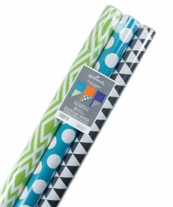 Hallmark Bold Patterns And Solids 3-Pack Reversible Wrapping Paper 13 Hallmark Bold Patterns And Solids 3-Pack Reversible Wrapping Paper -Department Store Shop Bold Patterns and Solids 3Pack Reversible Wrapping Paper 5EWR6429 07