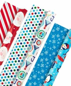 Hallmark Bright Joy 3-Pack Kids Reversible Christmas Wrapping Paper Assortment, 120 Sq. Ft.