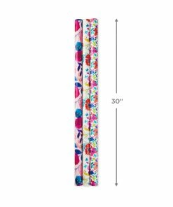 Hallmark Bright Florals 3-Pack Reversible Wrapping Paper, 120 Sq. Ft. Total -Department Store Shop Bright Flowers 3Pack Reversible Wrapping Paper 5EWR2433 03