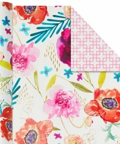 Hallmark Bright Florals 3-Pack Reversible Wrapping Paper, 120 Sq. Ft. Total -Department Store Shop Bright Flowers 3Pack Reversible Wrapping Paper 5EWR2433 05