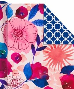 Hallmark Bright Florals 3-Pack Reversible Wrapping Paper, 120 Sq. Ft. Total -Department Store Shop Bright Flowers 3Pack Reversible Wrapping Paper 5EWR2433 06