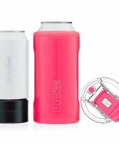BruMate Neon Pink Stainless Steel 3-in-1 Can Cooler, 12/16 Oz.