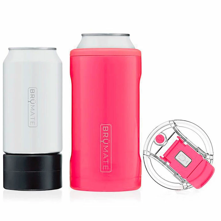 BruMate Neon Pink Stainless Steel 3-in-1 Can Cooler, 12/16 Oz. 1 BruMate Neon Pink Stainless Steel 3-in-1 Can Cooler, 12/16 Oz.