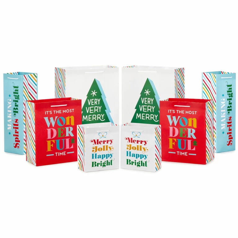 Hallmark Bright Wishes 8-Pack Christmas Gift Bags, Assorted Sizes And Designs 1 Hallmark Bright Wishes 8-Pack Christmas Gift Bags, Assorted Sizes And Designs