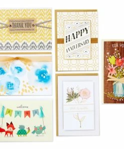 Hallmark Premium Assorted Handmade All-Occasion Cards In Leaf Print Organizer, Box Of 24 -Department Store Shop Bulk Handmade AllOccasion Cards in Storage Box 5EDX1107 06