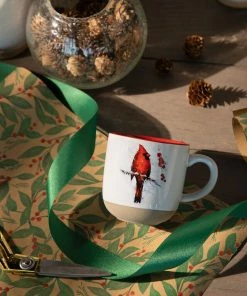 Cardinal And Holly Mug And Matching Card -Department Store Shop Cardinal Mug on Holly Branch With Card 2020220253 04
