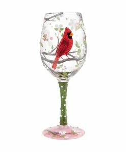 Enesco Lolita Cardinal Beauty Handpainted Wine Glass, 15 Oz.