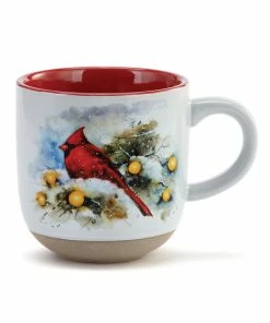 Cardinal On Snow Frosted Branch Mug And Matching Card