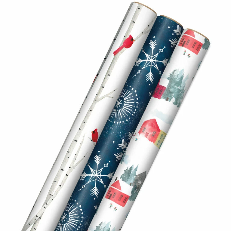 Hallmark Winter Wonder 3-Pack Christmas Wrapping Paper Assortment, 120 Sq. Ft. 1 Hallmark Winter Wonder 3-Pack Christmas Wrapping Paper Assortment, 120 Sq. Ft.
