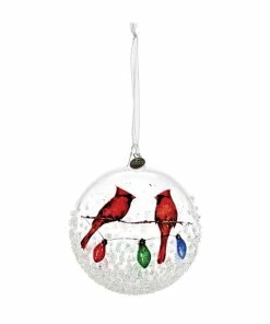 Cardinals On Light String 2023 Blown Glass Ornament