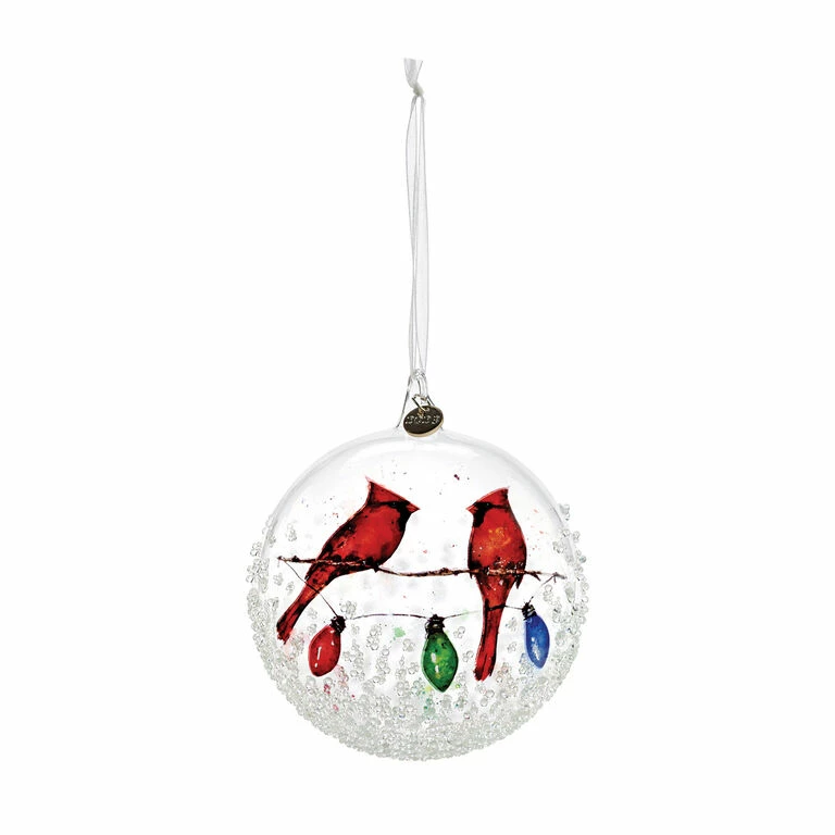 Cardinals On Light String 2023 Blown Glass Ornament 1 Cardinals On Light String 2023 Blown Glass Ornament