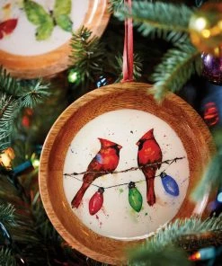 Cardinals On Light String Wood Ornament -Department Store Shop Cardinals on Light String Wooden Ornament 2020230122 03