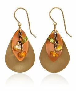 Silver Forest Cascading Stones On Layered Gold-Tone Mixed Metal Drop Earrings
