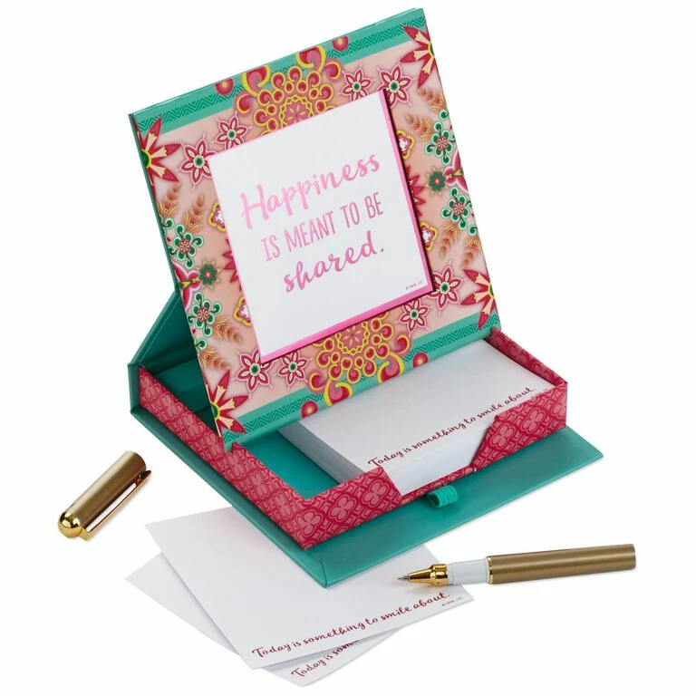 Catalina Estrada Pink And Teal Flowers Memo Holder With Pen And Frame 1 Catalina Estrada Pink And Teal Flowers Memo Holder With Pen And Frame