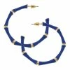Celeste Blue Enamel Bamboo Hoop Earrings