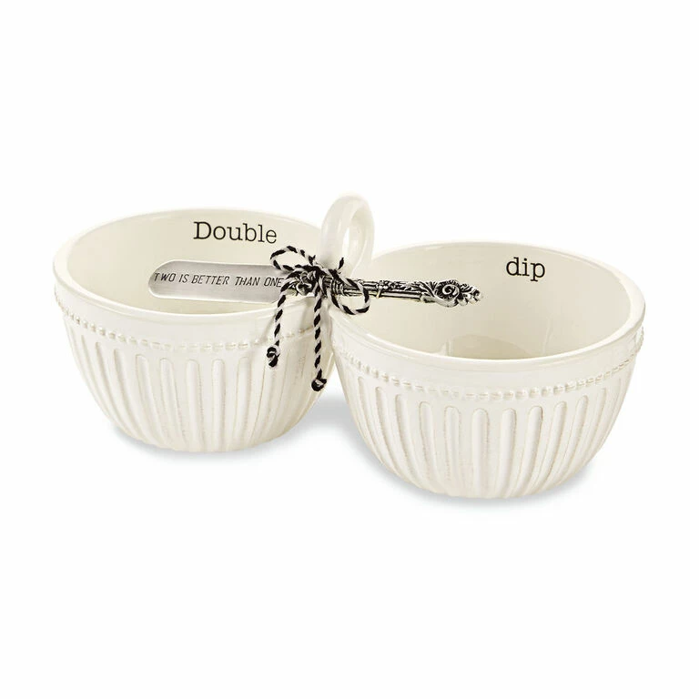 Mud Pie Double Dip Bowl And Spreader, Set Of 2 1 Mud Pie Double Dip Bowl And Spreader, Set Of 2