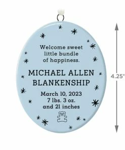 Hallmark Ceramic Personalized Ornament—Vertical Oval -Department Store Shop Ceramic Personalized OrnamentVertical Oval 1999QHE1739B2 03