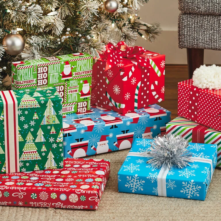 Hallmark Christmas Cheer 4-Pack Reversible Wrapping Paper Assortment, 150 Sq. Ft. 2 Hallmark Christmas Cheer 4-Pack Reversible Wrapping Paper Assortment, 150 Sq. Ft. - Image 2