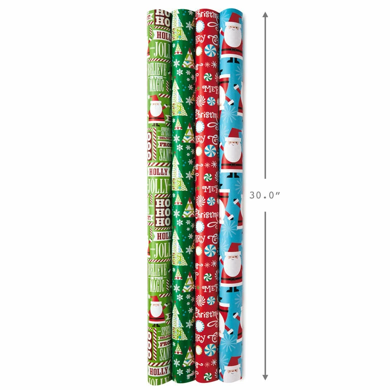 Hallmark Christmas Cheer 4-Pack Reversible Wrapping Paper Assortment, 150 Sq. Ft. 3 Hallmark Christmas Cheer 4-Pack Reversible Wrapping Paper Assortment, 150 Sq. Ft. - Image 3