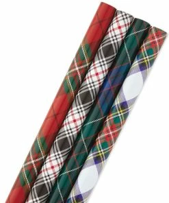 Hallmark Classic Plaids 4-Pack Wrapping Paper Assortment, 120 Sq. Ft.