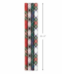 Hallmark Classic Plaids 4-Pack Wrapping Paper Assortment, 120 Sq. Ft. -Department Store Shop Classic Plaids Christmas Wrapping Paper Assortment 5JXW1040 08