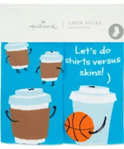 Hallmark Coffee Cups Playing Basketball Funny Crew Socks -Department Store Shop Coffee Cups Playing Basketball Funny Novelty Crew Socks 1SOX2086 02