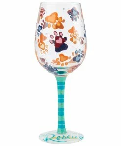 Lolita Love My Rescue Handpainted Wine Glass, 15 Oz.