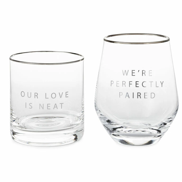 Hallmark Lowball And Stemless Wine Glass, Set Of 2 1 Hallmark Lowball And Stemless Wine Glass, Set Of 2