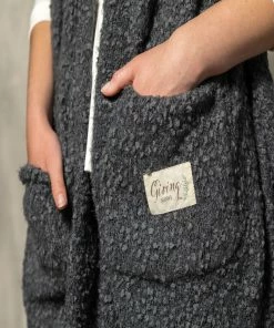 Demdaco Charcoal Giving Shawl -Department Store Shop Dark Gray Plush Shawl with Pockets 1004440085 05