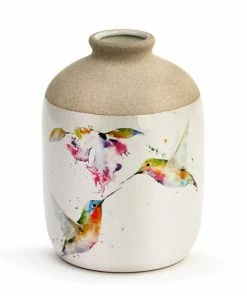 Demdaco Hummingbirds In Flight Ceramic Vase