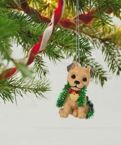 Hallmark Puppy Love Terrier 2023 Ornament -Department Store Shop Dog With Tinsel Keepsake Ornament 1599QXR8177 02