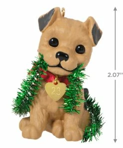 Hallmark Puppy Love Terrier 2023 Ornament -Department Store Shop Dog With Tinsel Keepsake Ornament 1599QXR8177 03