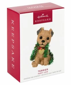 Hallmark Puppy Love Terrier 2023 Ornament -Department Store Shop Dog With Tinsel Keepsake Ornament 1599QXR8177 04