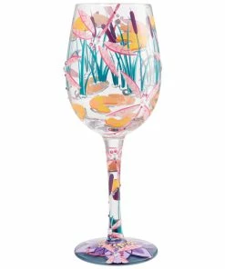 Lolita Dragonfly Magic Handpainted Wine Glass, 15 Oz.