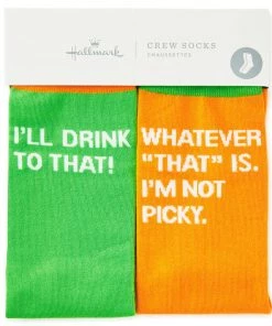 Hallmark I'll Drink To That Funny Crew Socks -Department Store Shop Drinking Funny Novelty Crew Socks 1SOX2064 02