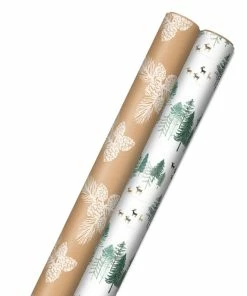 Hallmark Elegant Evergreens 2-Pack Holiday Wrapping Paper, 150 Sq. Ft.