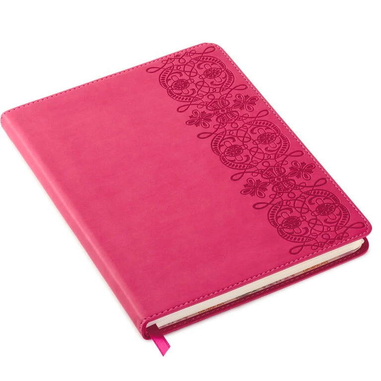 Hallmark Embossed Border Fuchsia Faux Leather Notebook 1 Hallmark Embossed Border Fuchsia Faux Leather Notebook