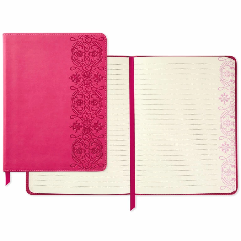 Hallmark Embossed Border Fuchsia Faux Leather Notebook 2 Hallmark Embossed Border Fuchsia Faux Leather Notebook - Image 2