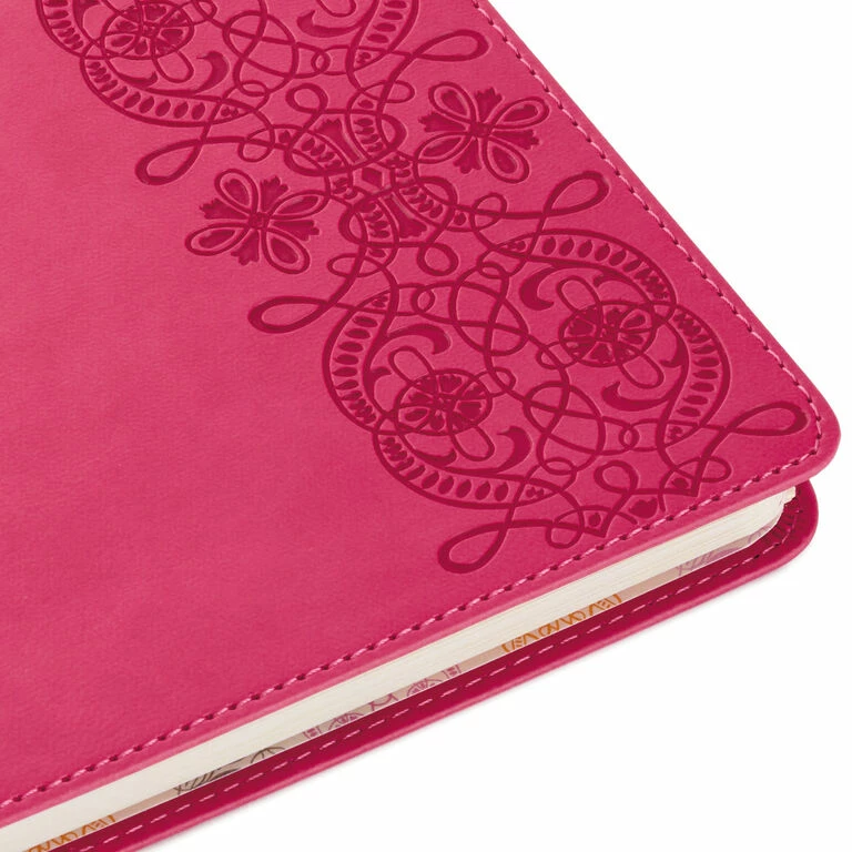 Hallmark Embossed Border Fuchsia Faux Leather Notebook 5 Hallmark Embossed Border Fuchsia Faux Leather Notebook - Image 5