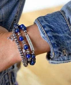 Soul Stacks Enjoy The Journey Beaded Stretch Bracelets, Set Of 3 -Department Store Shop Enjoy the Journey BlueSilver Beaded Stretch Bracelets STXJRN 04