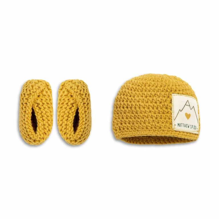 Demdaco Faith Can Move Mountains Hat & Booties Gift Set 1 Demdaco Faith Can Move Mountains Hat & Booties Gift Set