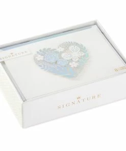 Hallmark Floral Laser Foil Heart Blank Note Cards, Box Of 8