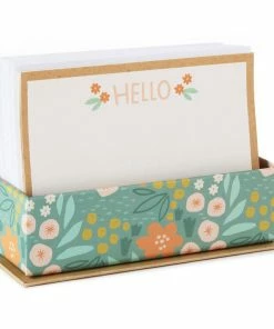Hallmark Ivory Floral Flat Note Cards In Caddy, Box Of 40