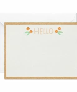 Hallmark Ivory Floral Flat Note Cards In Caddy, Box Of 40 -Department Store Shop Floral SinglePanel Note Cards With Caddy 3CNT5048 03
