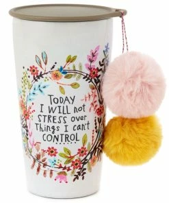 Natural Life Will Not Stress Stainless Steel Pom-Pom Tumbler, 15 Oz.