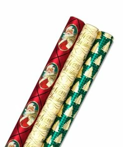 Hallmark Traditional 3-Pack Foil Christmas Wrapping Paper Assortment, 60 Sq. Ft.