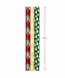 Hallmark Traditional 3-Pack Foil Christmas Wrapping Paper Assortment, 60 Sq. Ft. -Department Store Shop Foil Christmas Wrapping Paper Assortment 5JXW1065 08