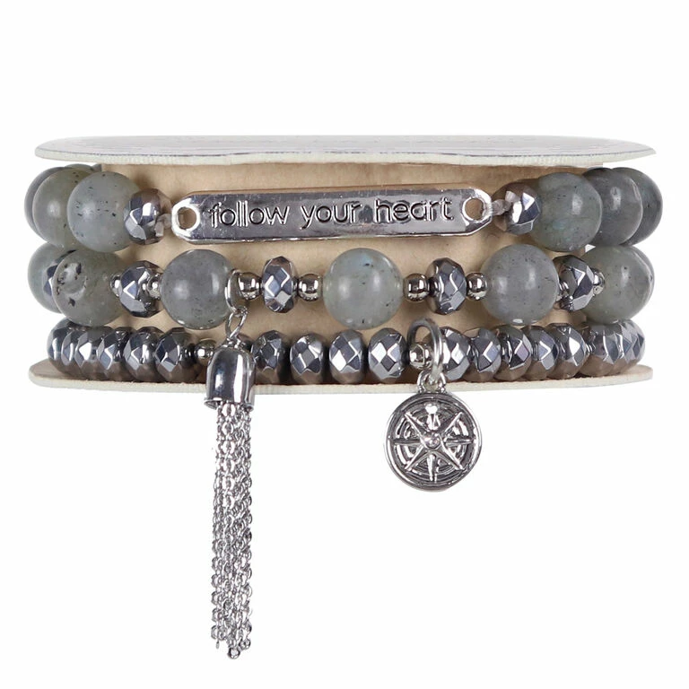 Soul Stacks Follow Your Heart Beaded Stretch Bracelets, Set Of 3 3 Soul Stacks Follow Your Heart Beaded Stretch Bracelets, Set Of 3 - Image 3