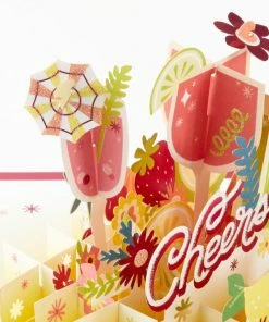Hallmark Here's To You Cocktail Toast 3D Pop-Up Card -Department Store Shop Fruit Cocktail Drinks Celebration 3D PopUp Card for Her 1299LAD2897 05